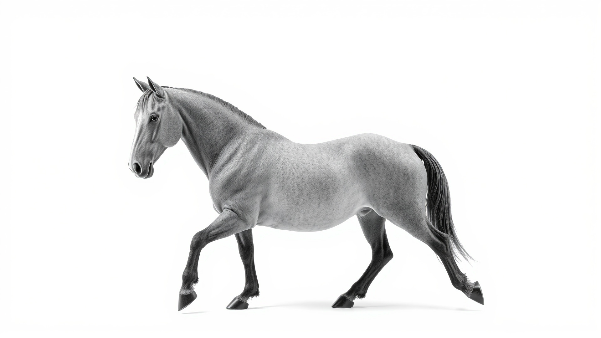 Regal Gray Percheron Horse 3D Model Low-poly 3D model_3
