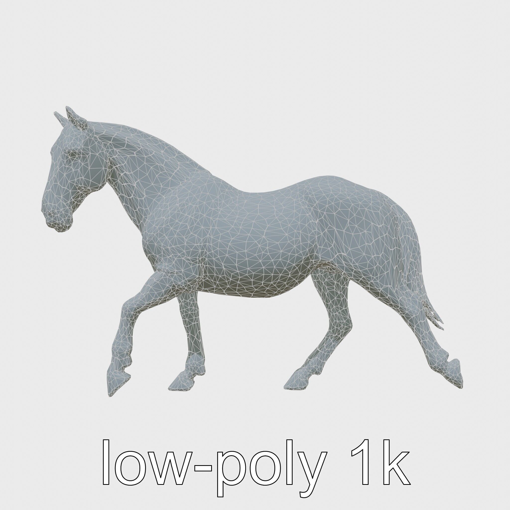 Regal Gray Percheron Horse 3D Model Low-poly 3D model_27