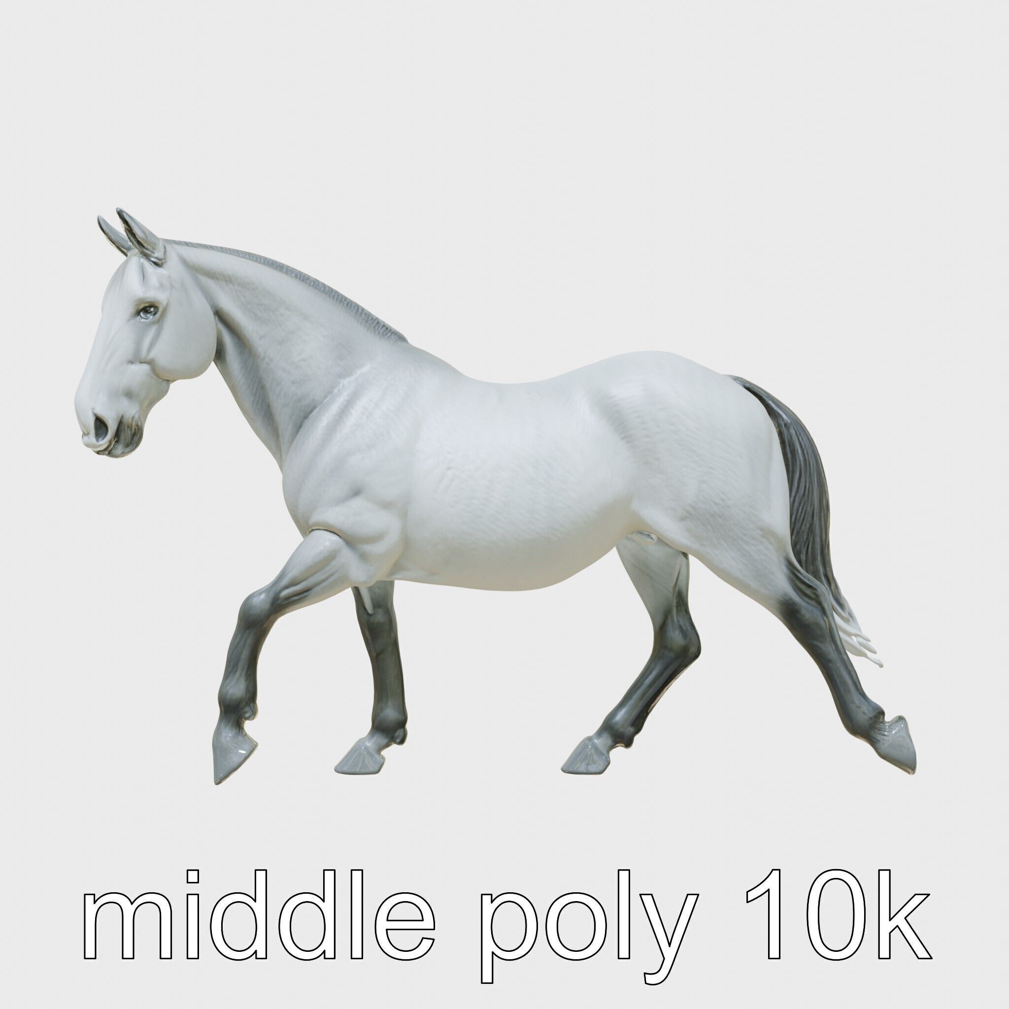 Regal Gray Percheron Horse 3D Model Low-poly 3D model_2