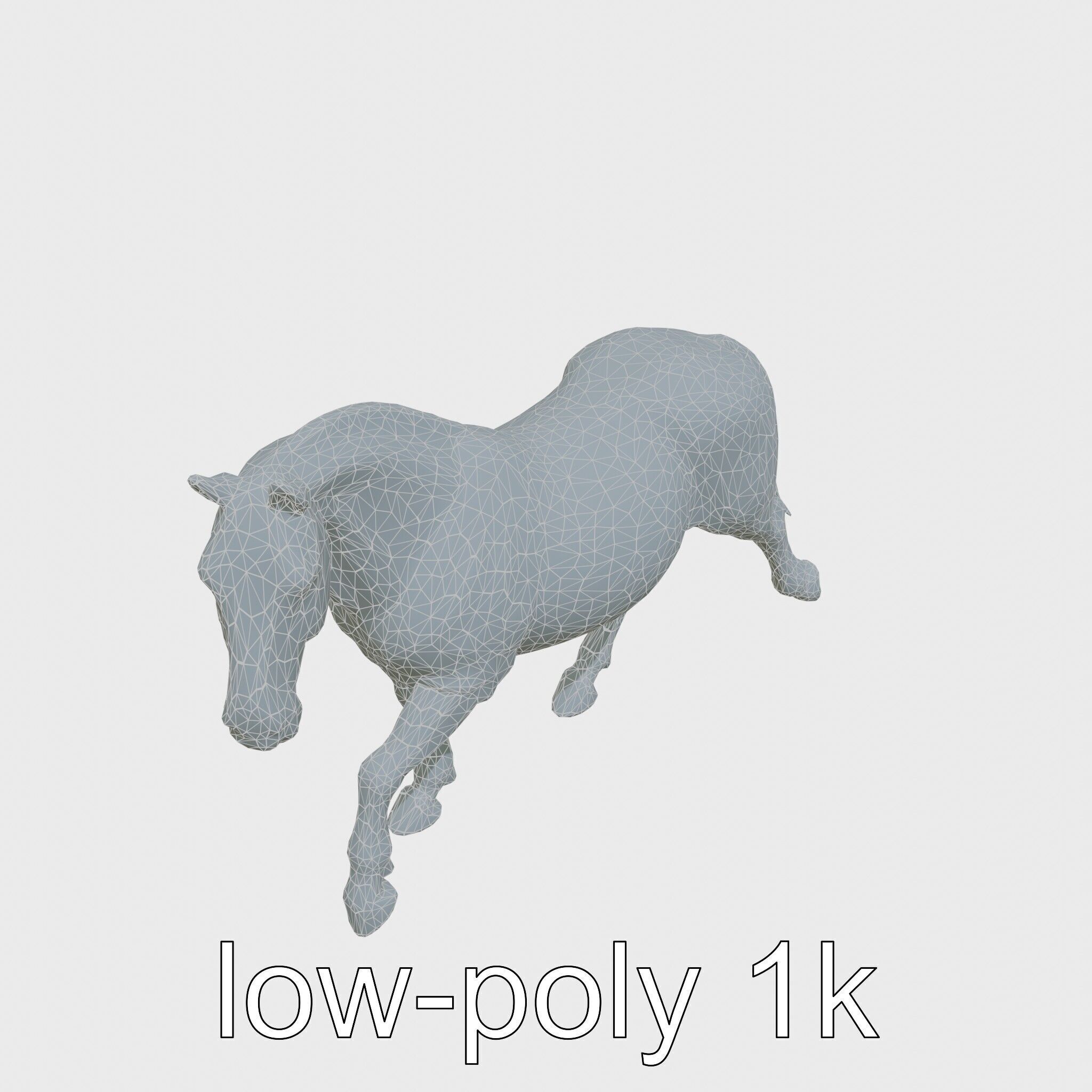 Regal Gray Percheron Horse 3D Model Low-poly 3D model_29
