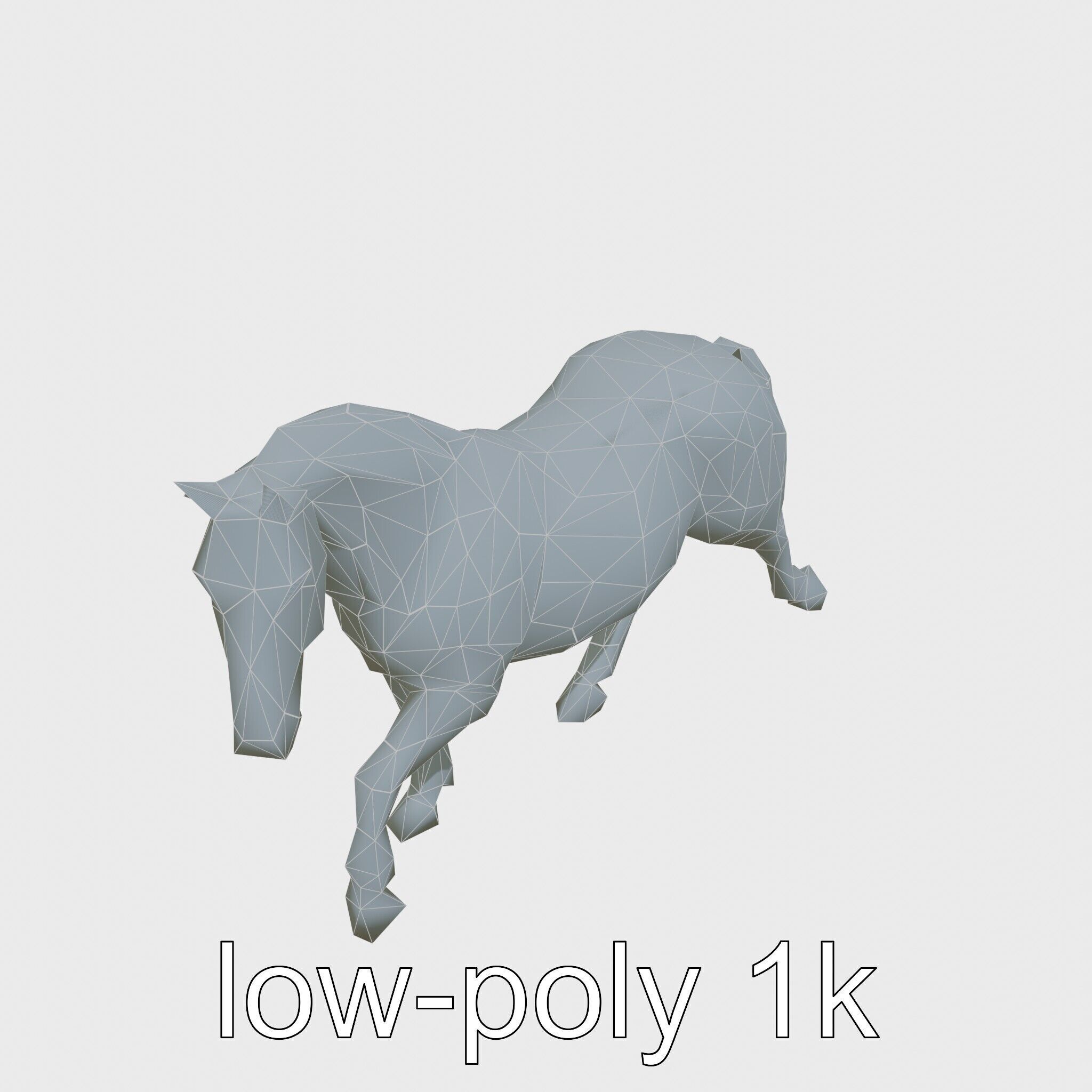 Regal Gray Percheron Horse 3D Model Low-poly 3D model_24