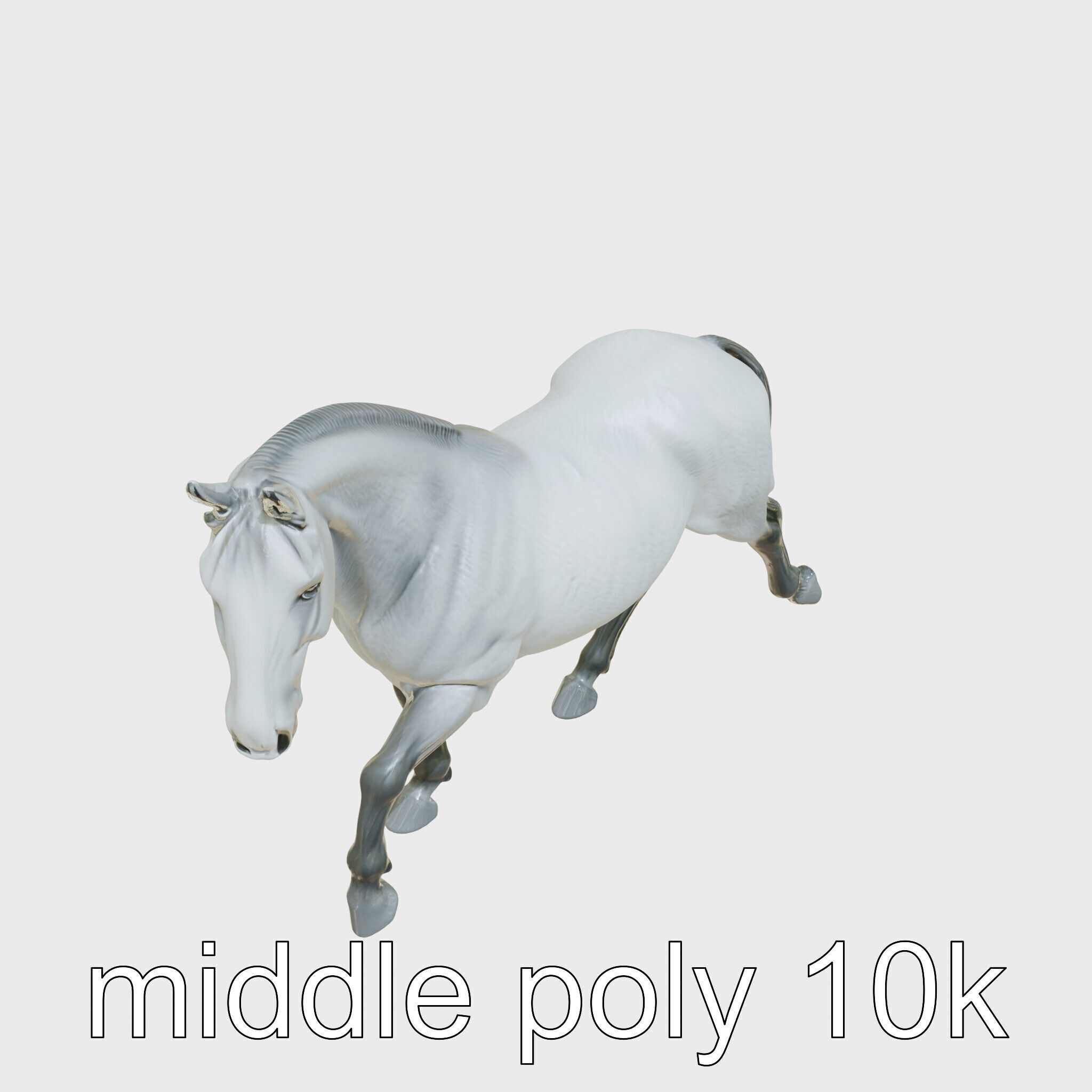 Regal Gray Percheron Horse 3D Model Low-poly 3D model_21