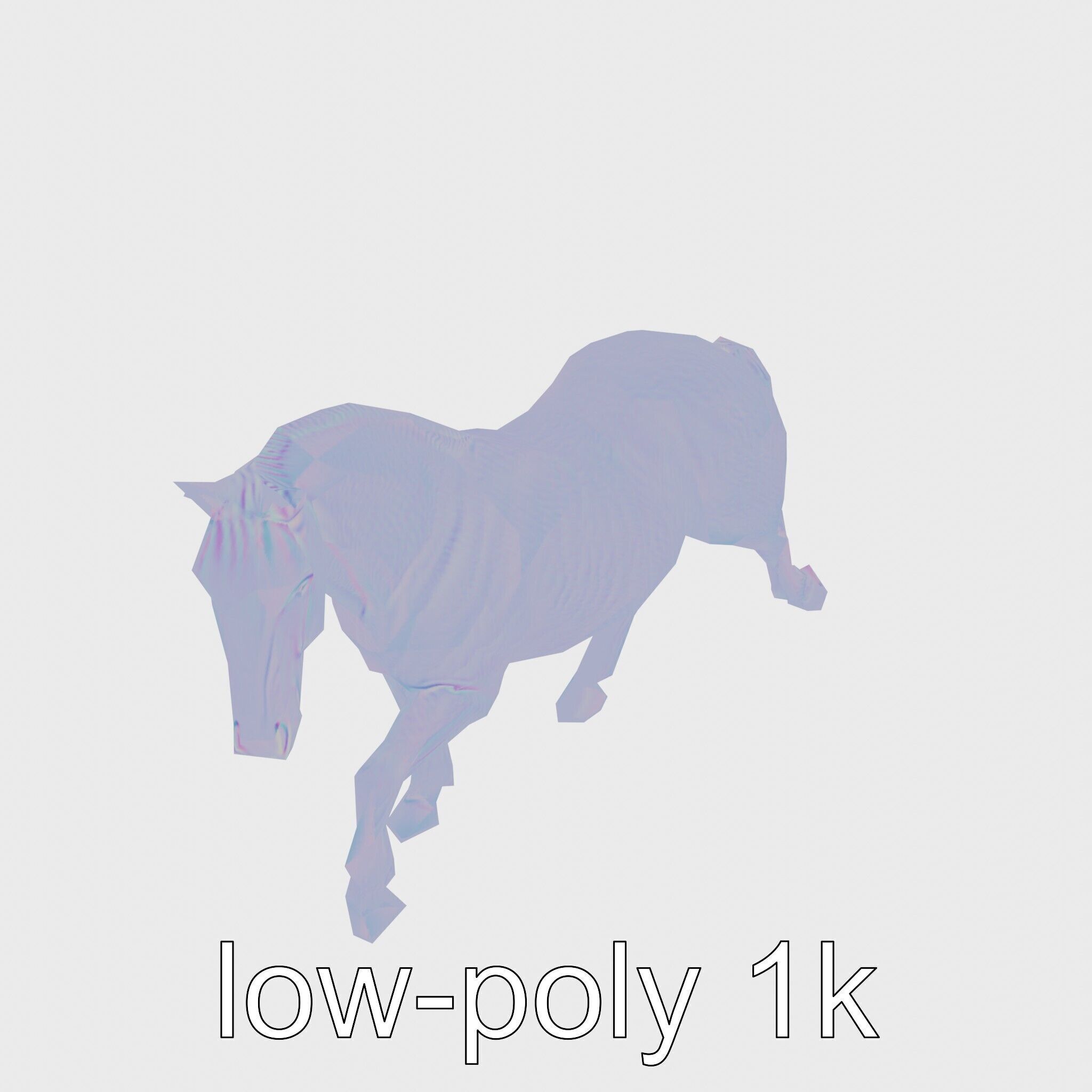Regal Gray Percheron Horse 3D Model Low-poly 3D model_17
