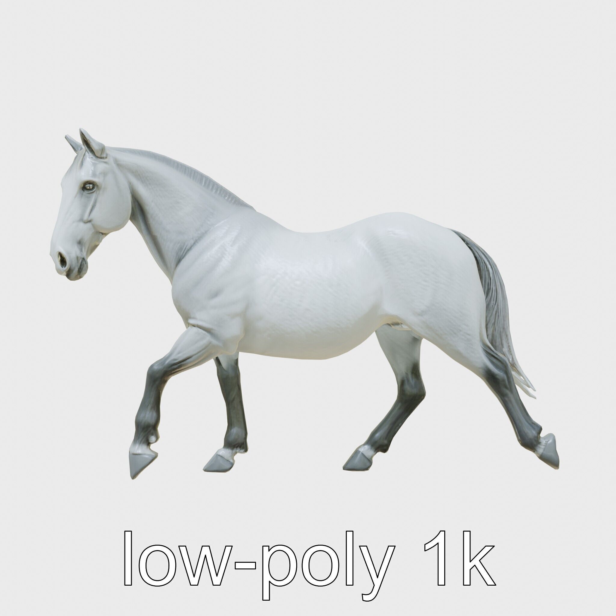 Regal Gray Percheron Horse 3D Model Low-poly 3D model_9
