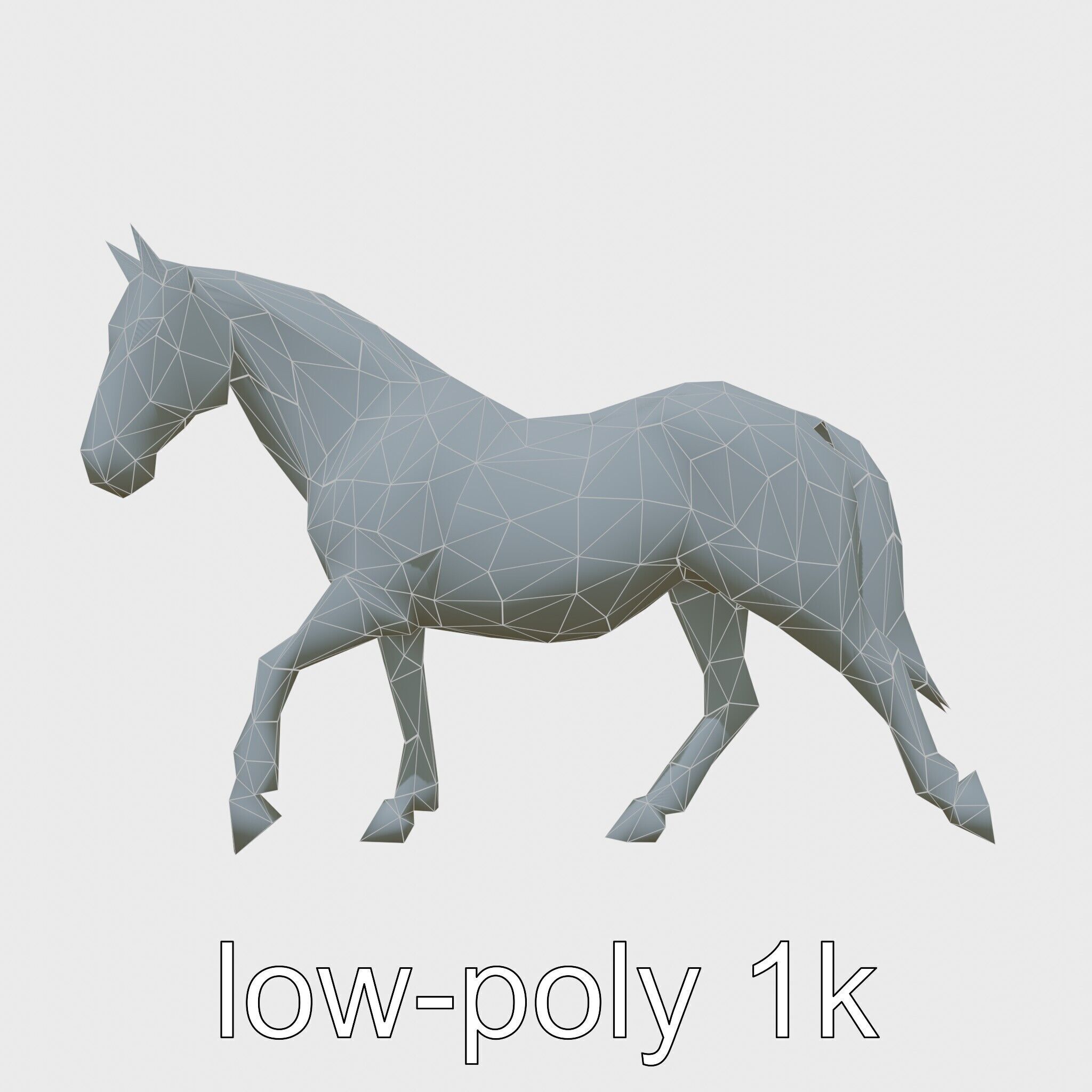Regal Gray Percheron Horse 3D Model Low-poly 3D model_7