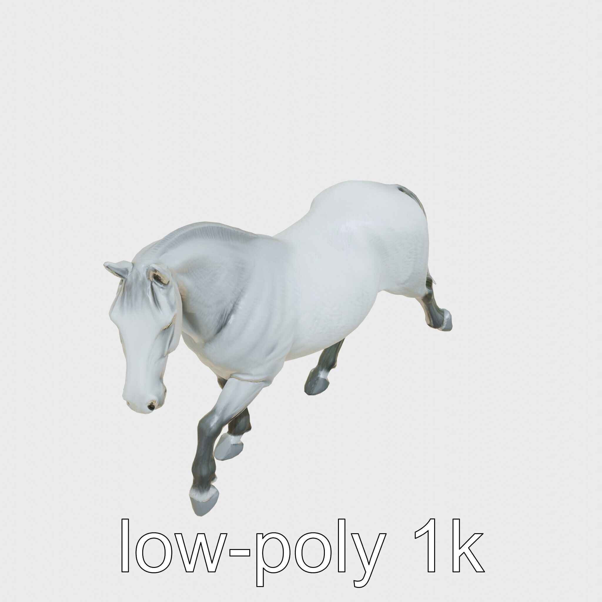 Regal Gray Percheron Horse 3D Model Low-poly 3D model_16