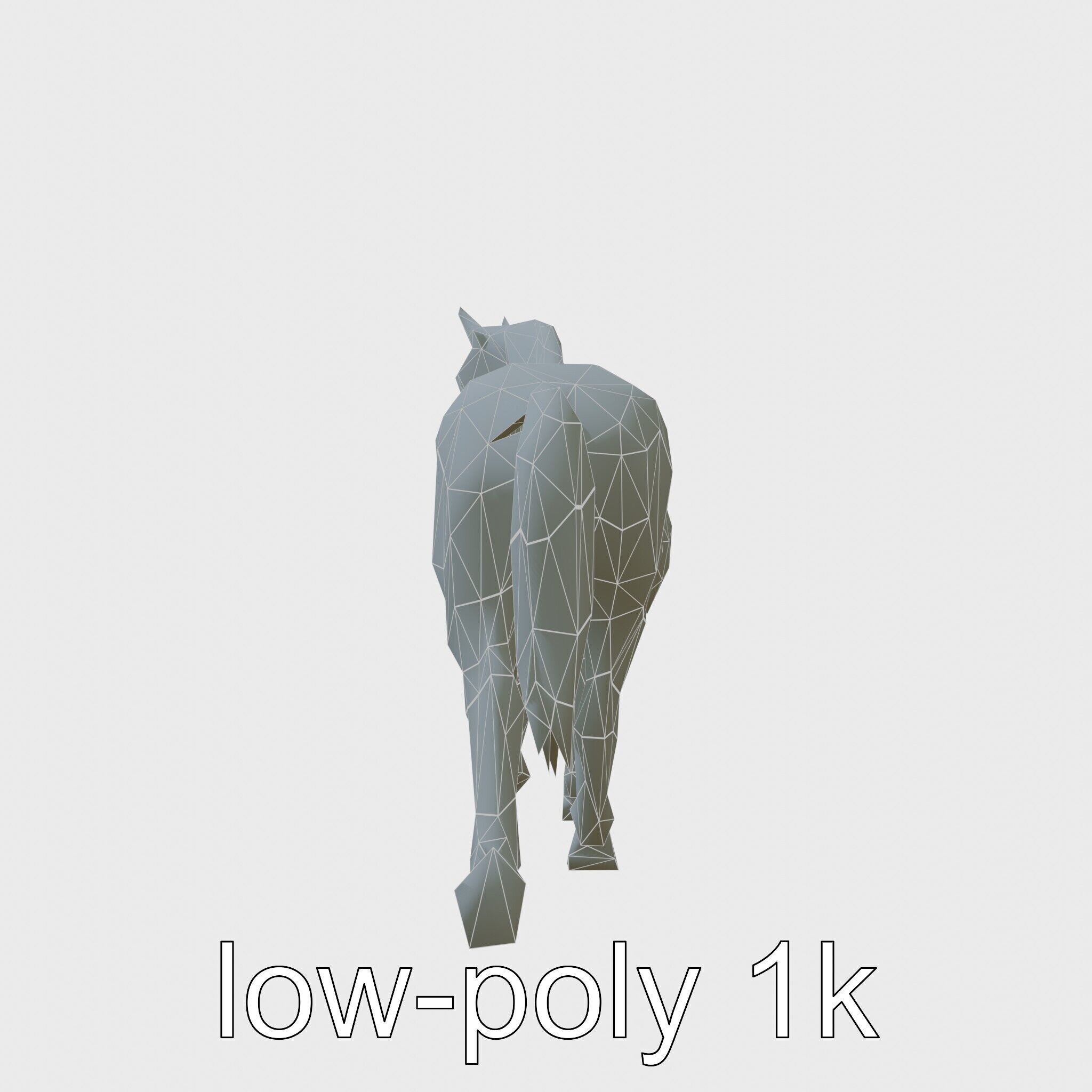 Regal Gray Percheron Horse 3D Model Low-poly 3D model_25