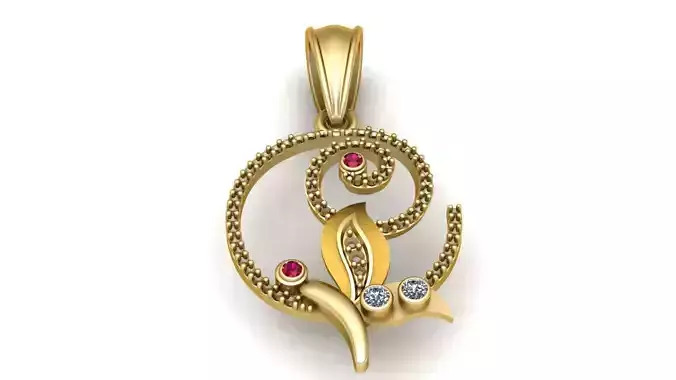 FLOWER DESIGN DIAMOND GOLD PENDANT 3D PRINTABLE MODEL