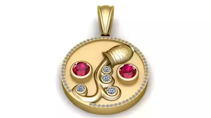 ZODIAC SIGN RUBY PENDANT 3D PRINTABLE MODEL