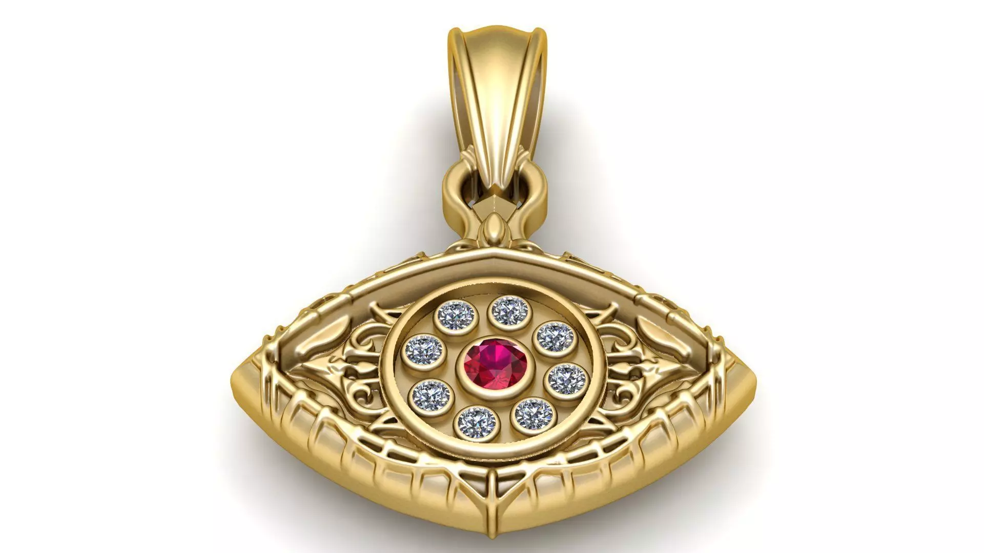 HUMAN EYE DESIGN DIAMOND PENDANT 3D PRINTABLE MODEL 3D print model