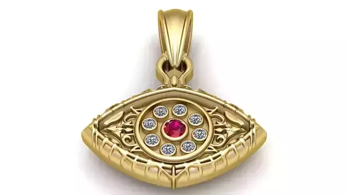 HUMAN EYE DESIGN DIAMOND PENDANT 3D PRINTABLE MODEL