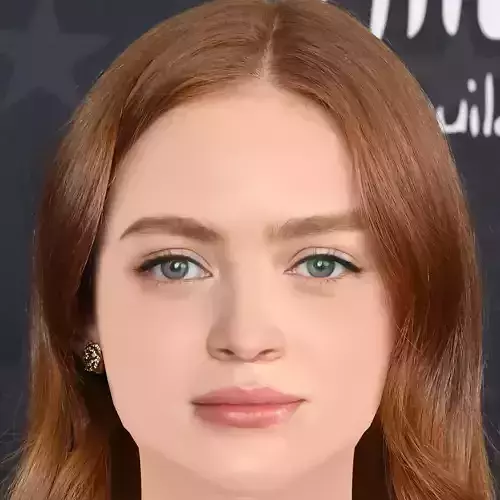 Sadie Sink Head - No Hair - Low poly head for game