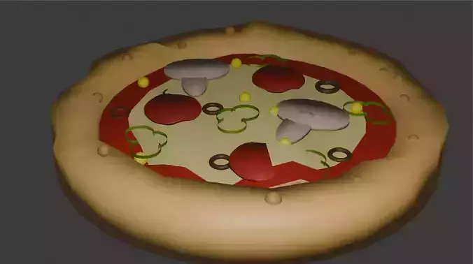 Low Poly Pizza 3D Model Game Ready blender