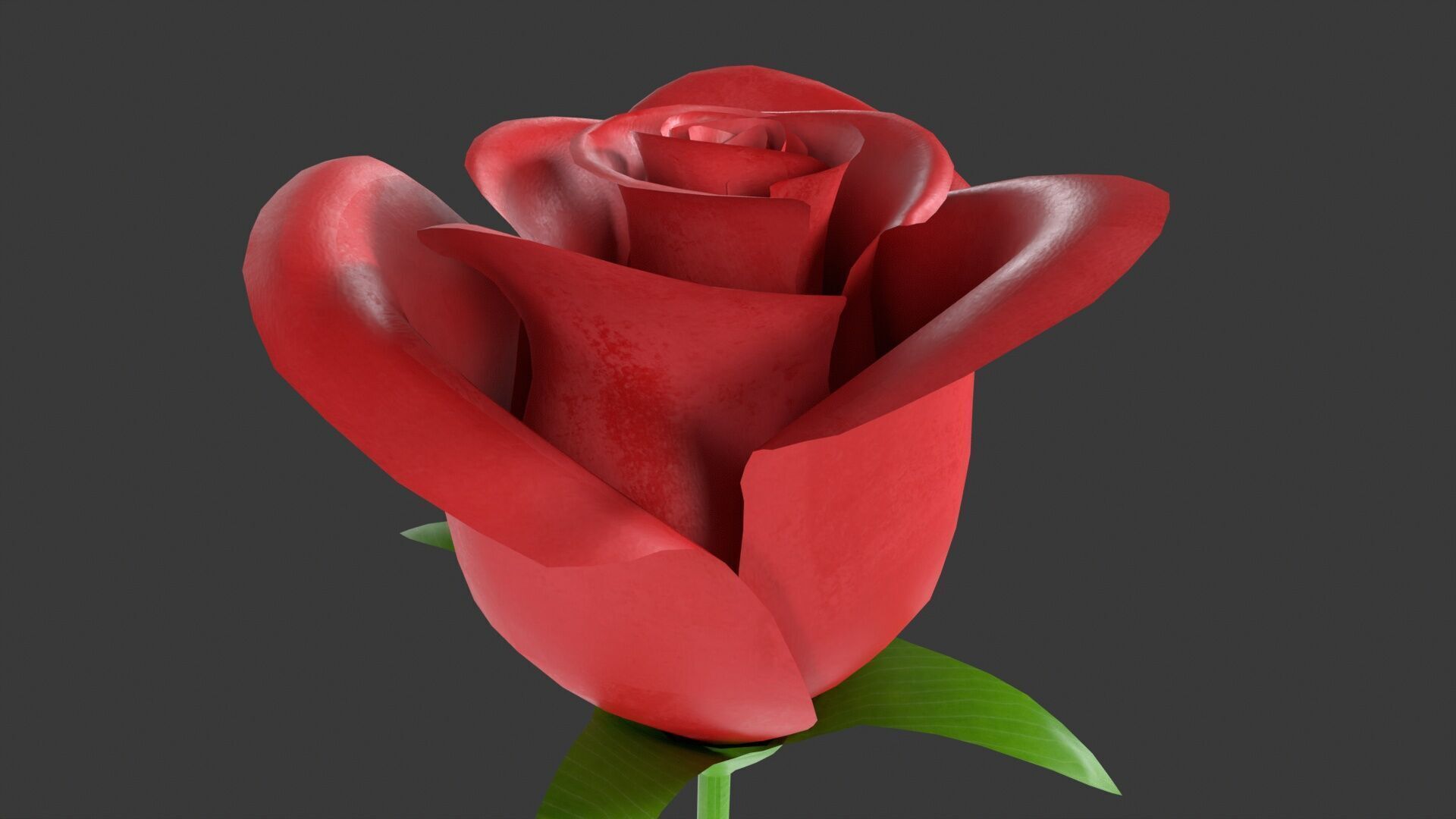 Rose Flower Low-poly 3D model_1