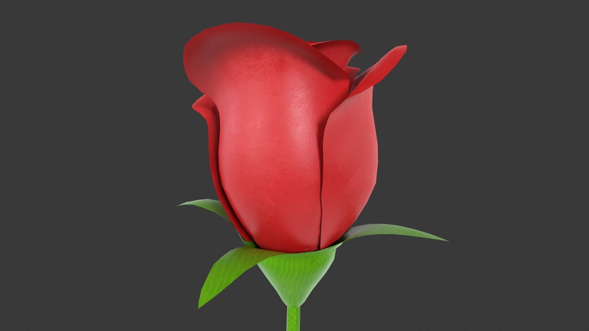 Rose Flower Low-poly 3D model_3