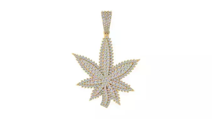 Iced-Out Cannabis Leaf Pendant