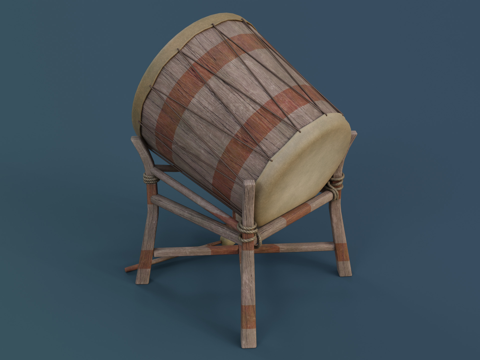 War Drum Low-poly 3D model_5