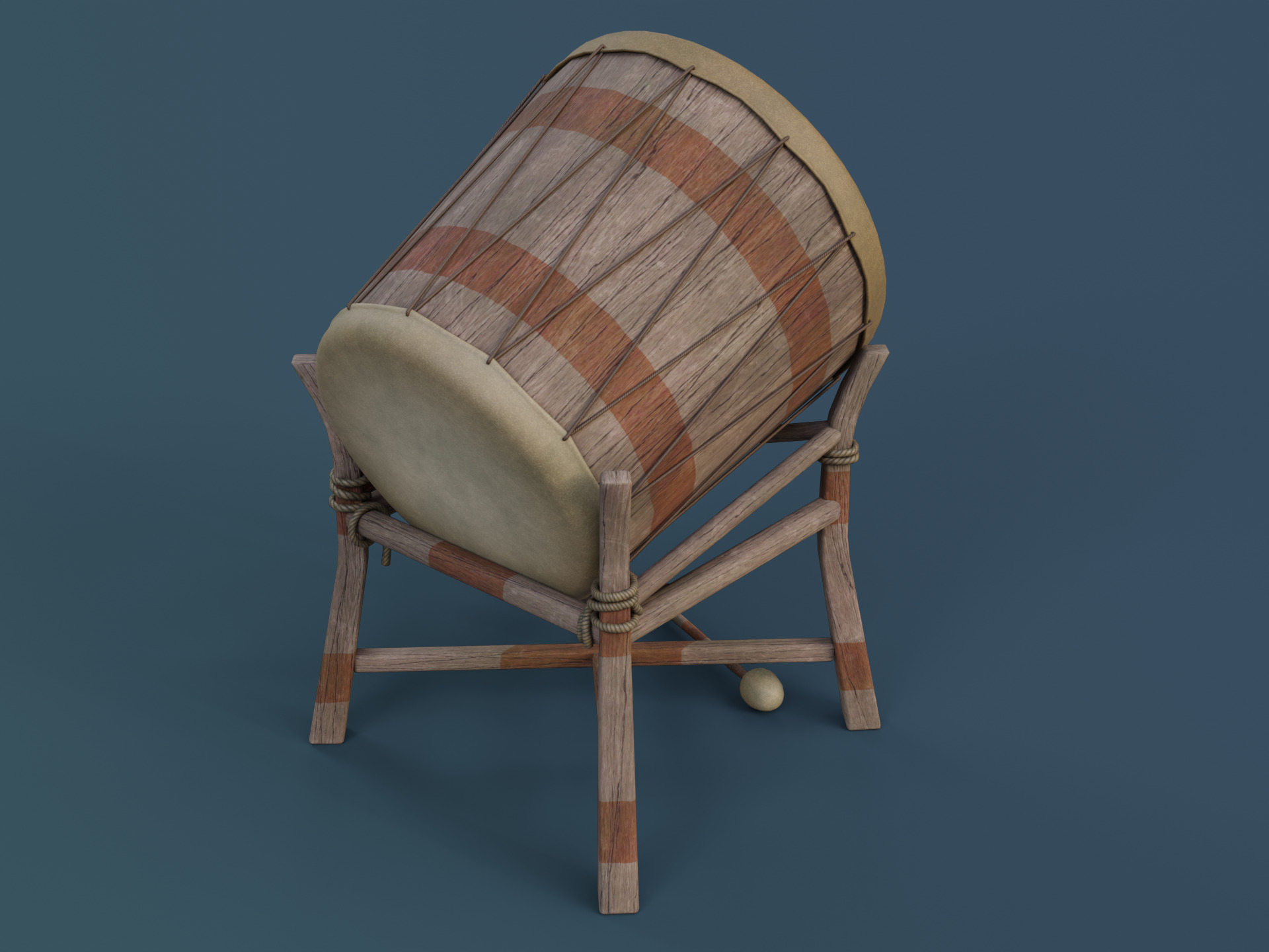 War Drum Low-poly 3D model_7