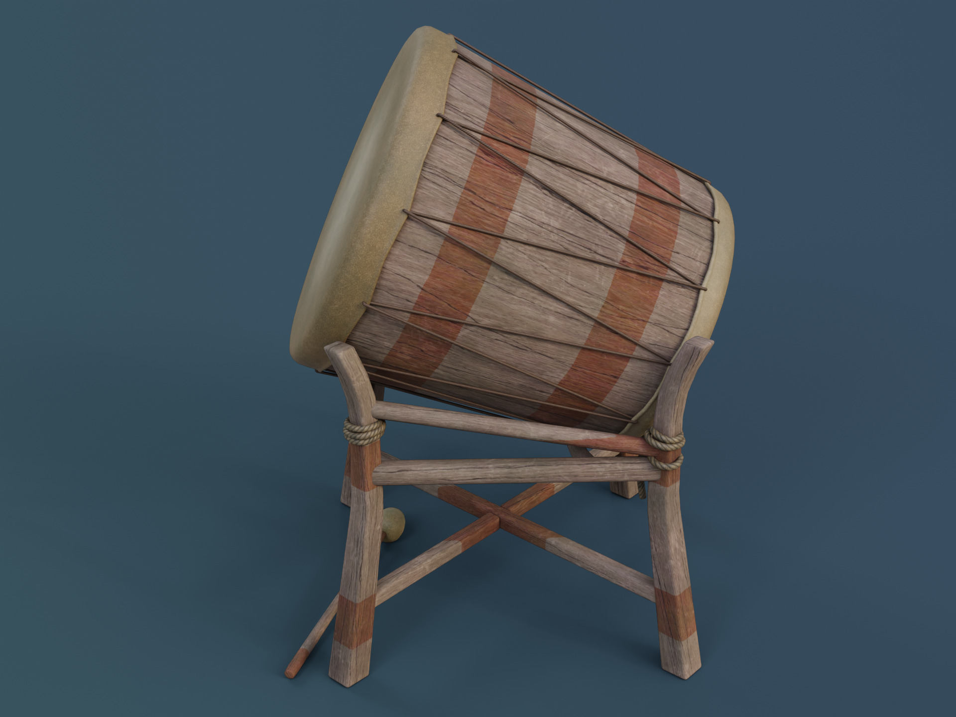 War Drum Low-poly 3D model_4