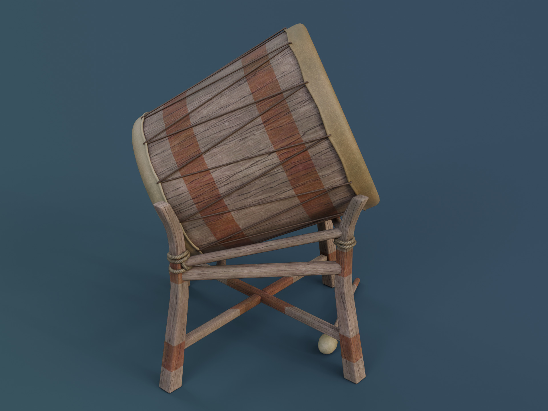War Drum Low-poly 3D model_8