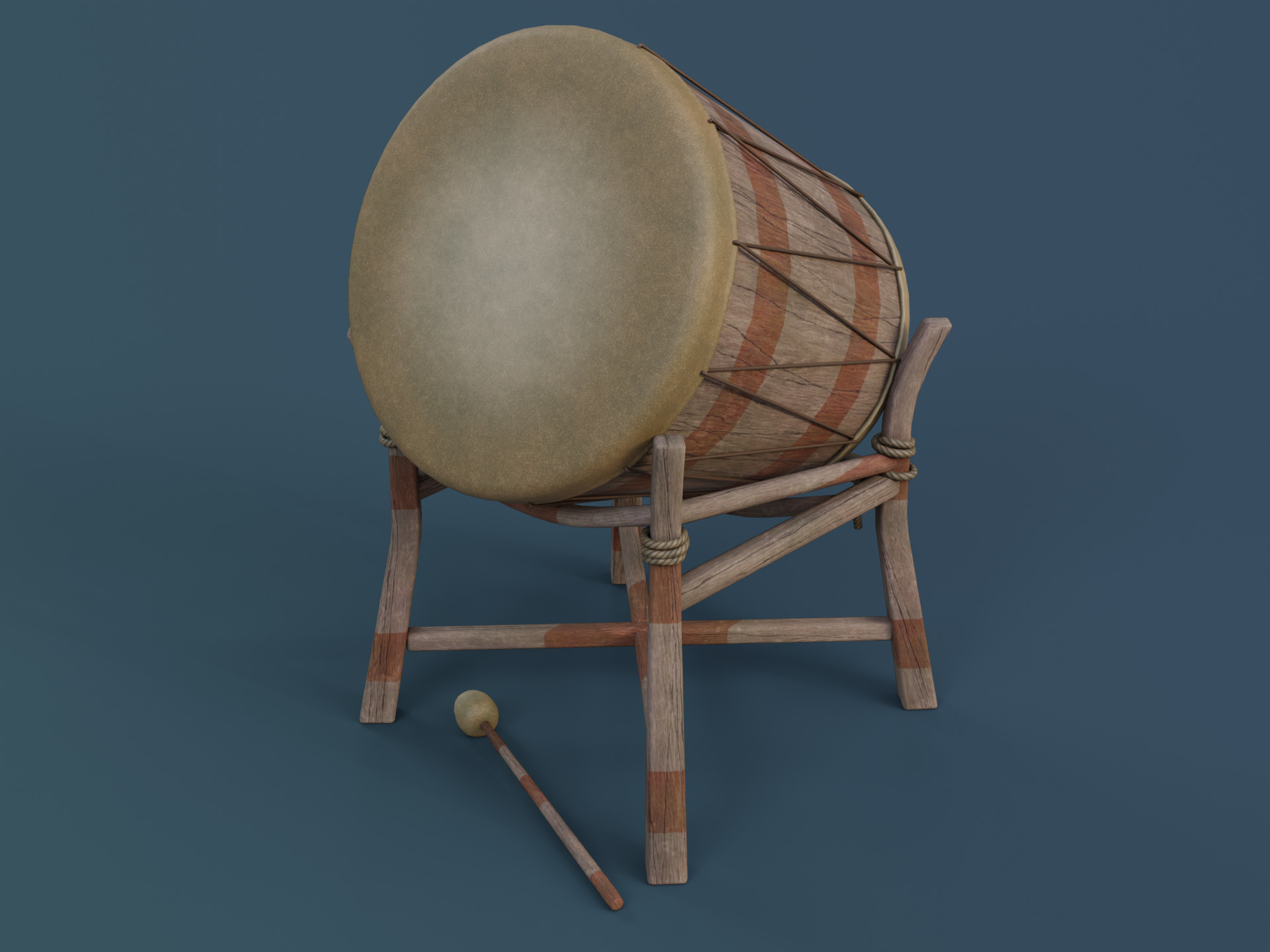War Drum Low-poly 3D model_3
