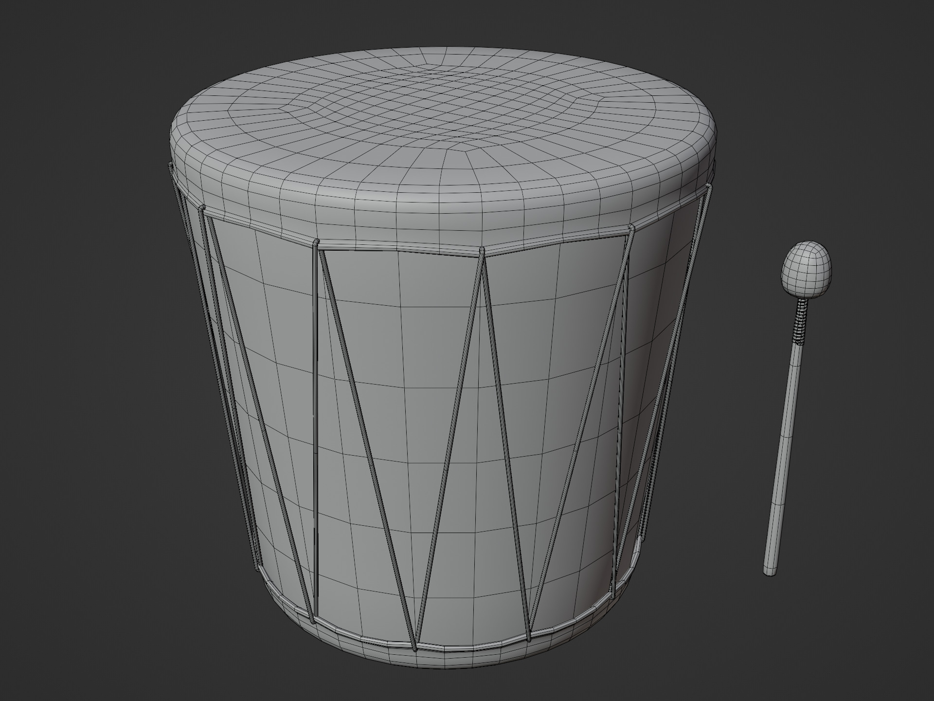 War Drum Low-poly 3D model_12
