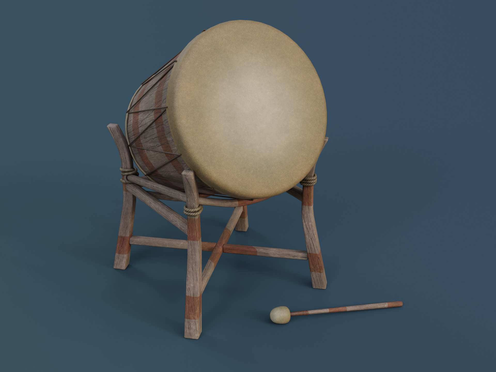War Drum Low-poly 3D model_1
