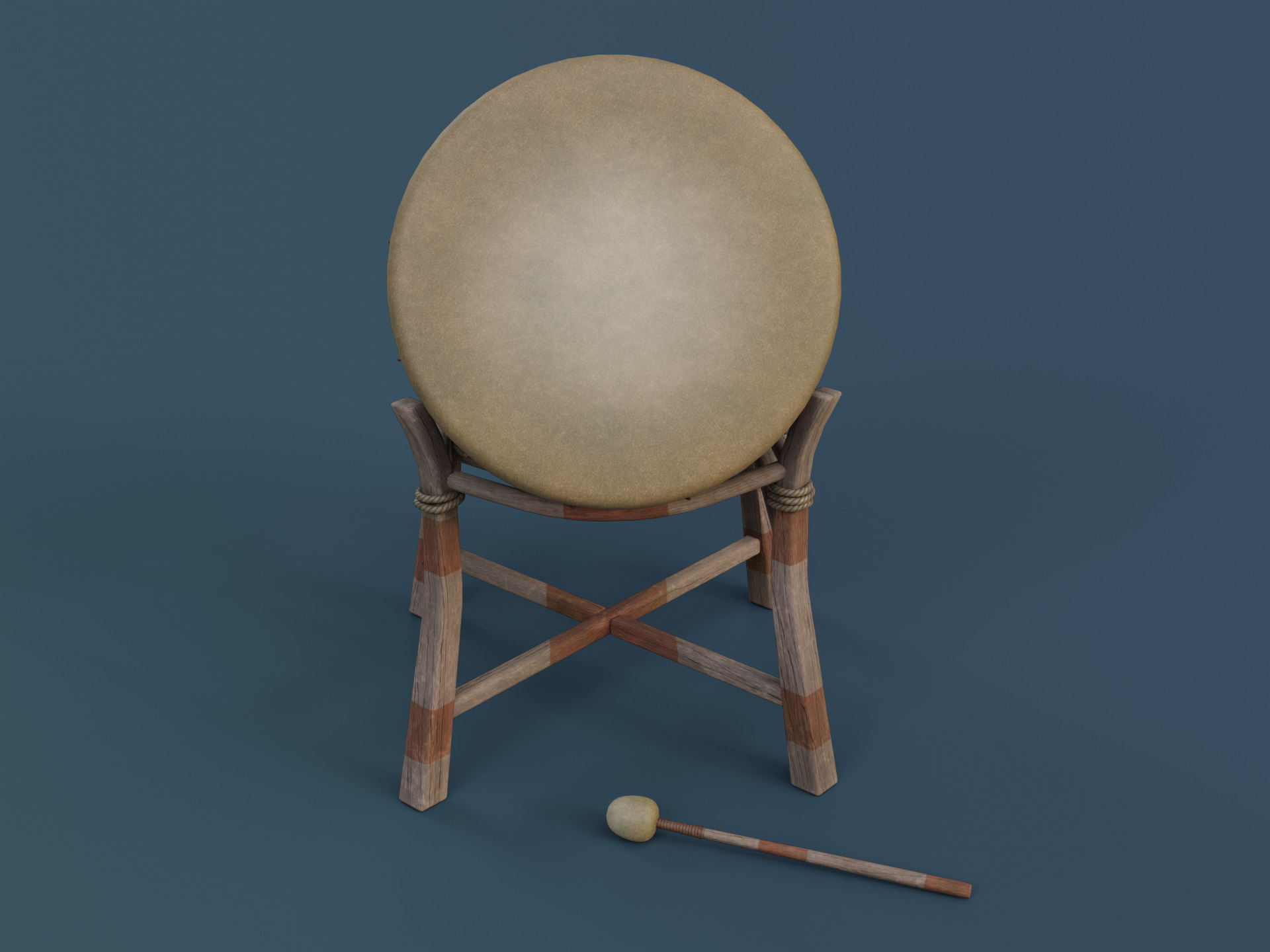 War Drum Low-poly 3D model_2