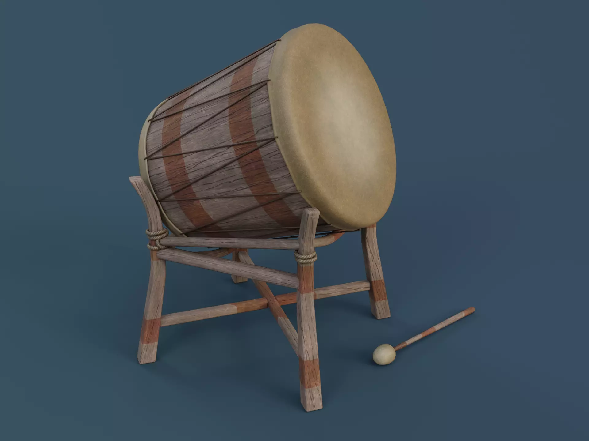 War Drum Low-poly 3D model_0