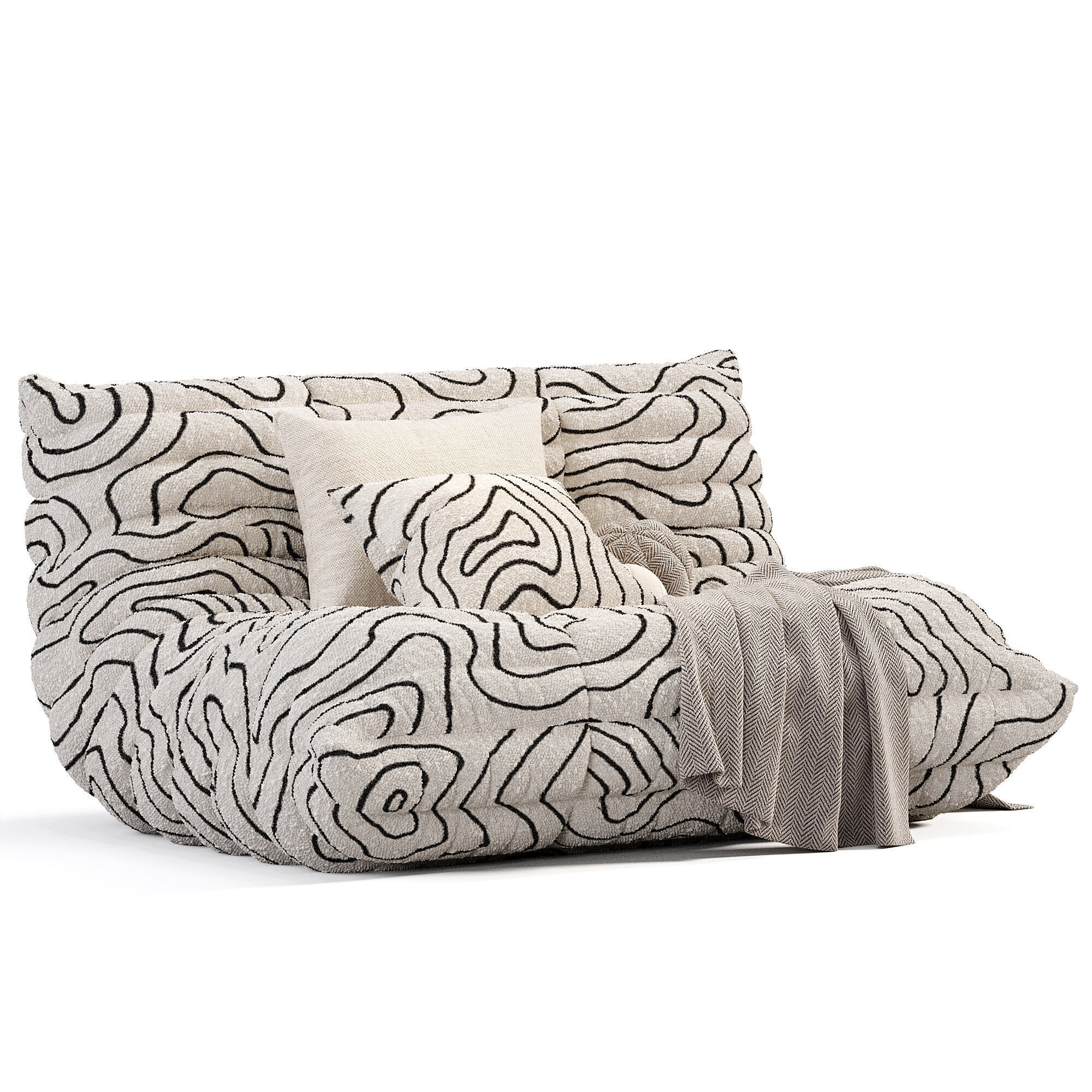 Togo Loveseat By Ligne Roset Low-poly 3D model_8