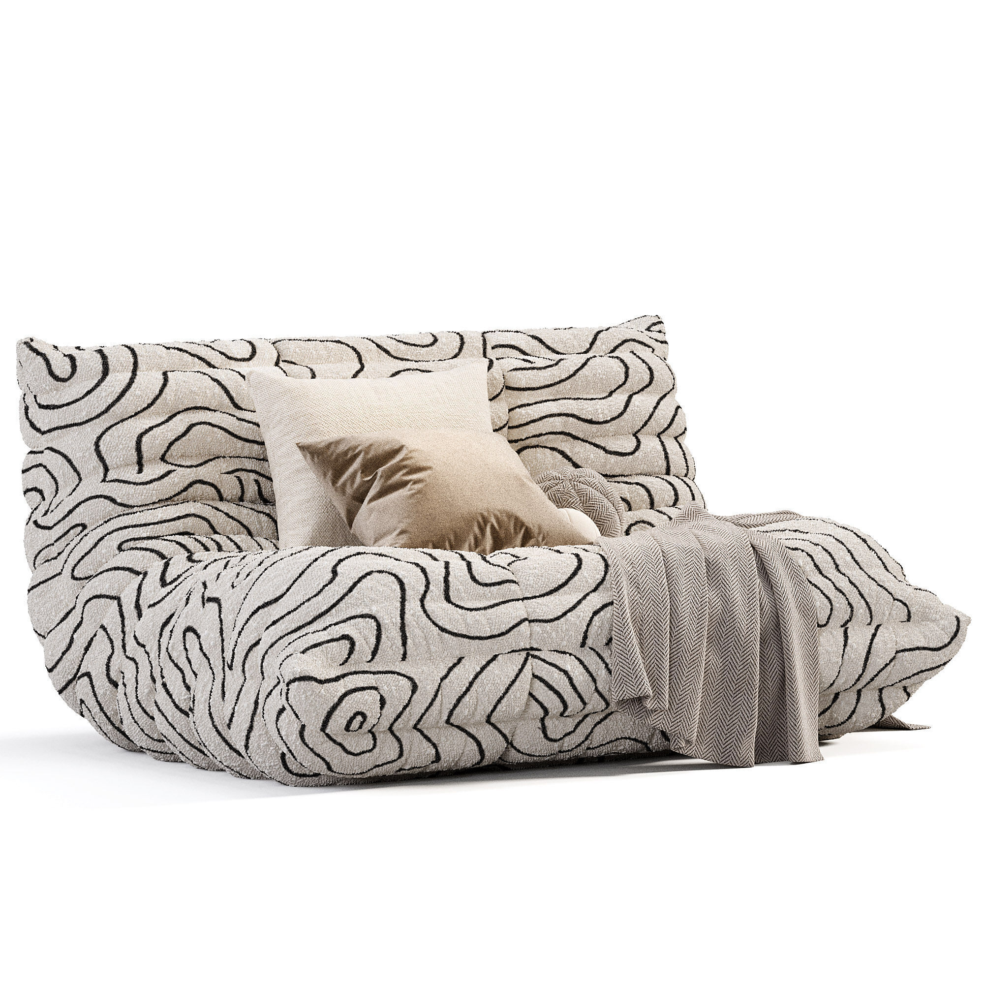Togo Loveseat By Ligne Roset Low-poly 3D model_3