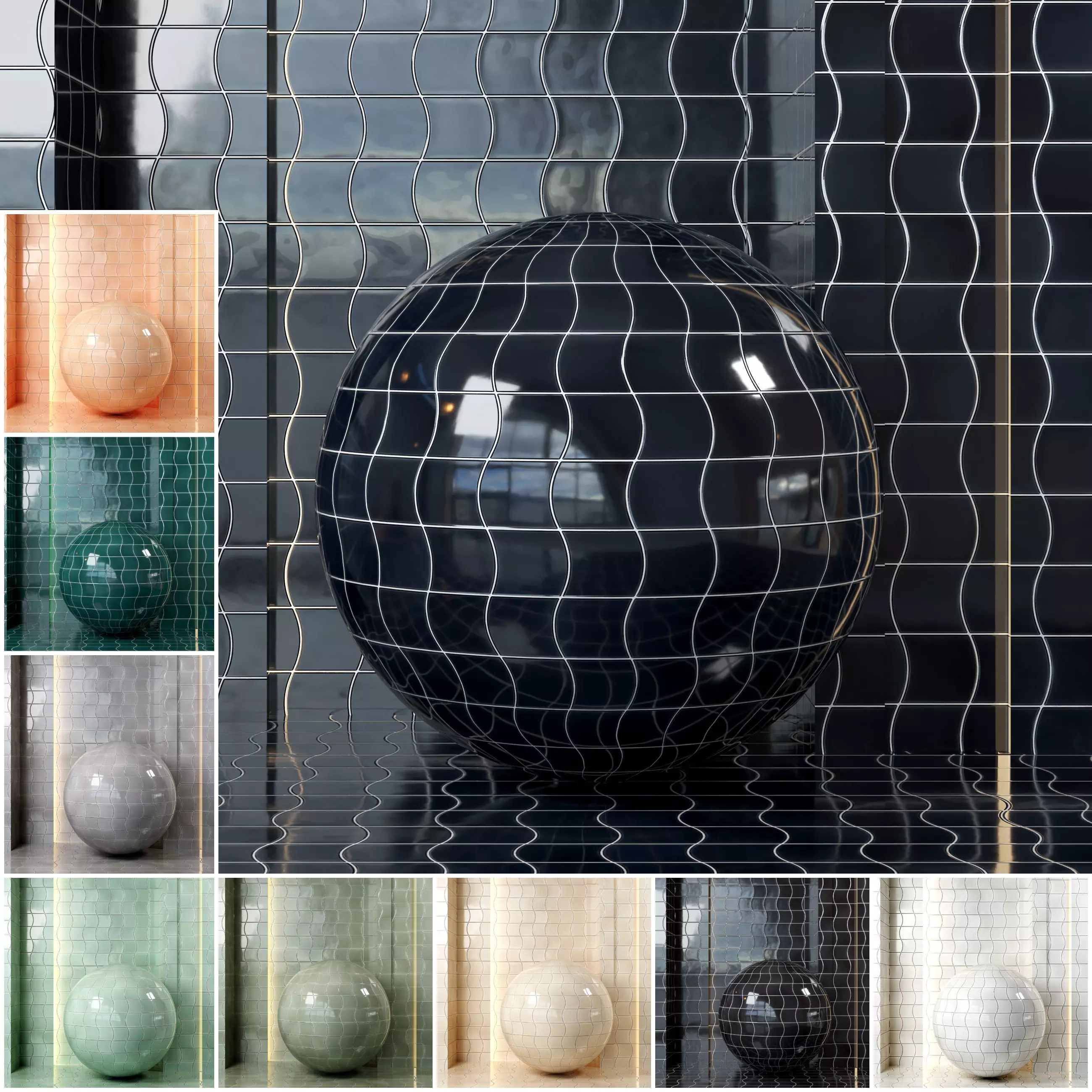 4K Equipe Wave Ceramics Textures - Premium - 9 Colors - Tiles Texture_0