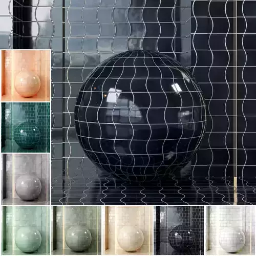 4K Equipe Wave Ceramics Textures  - Premium  - 9 Colors -  Tiles