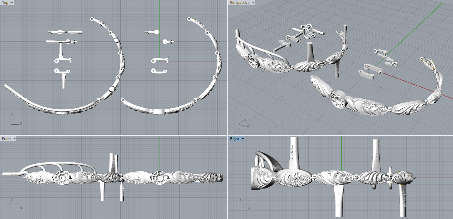 Diamond golden ratio Jewelry bracelet B3 3D print model_3