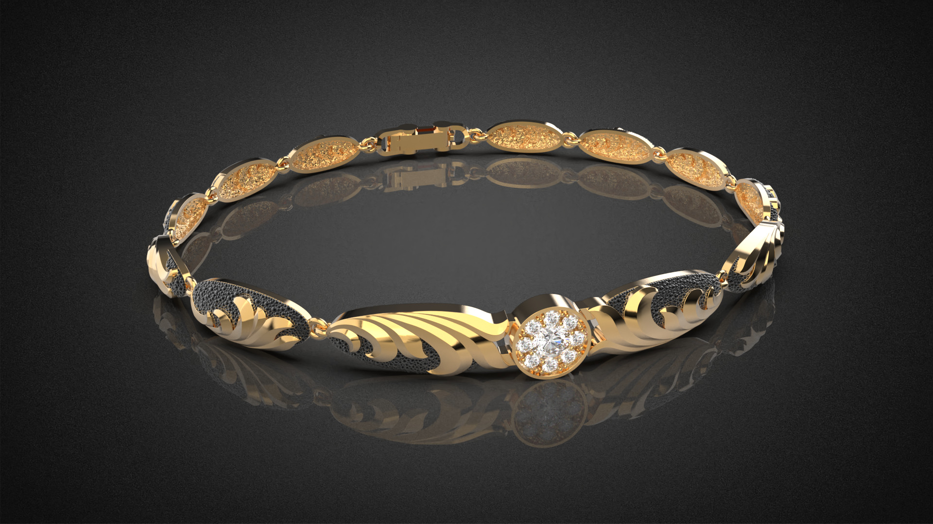 Diamond golden ratio Jewelry bracelet B3 3D print model_12