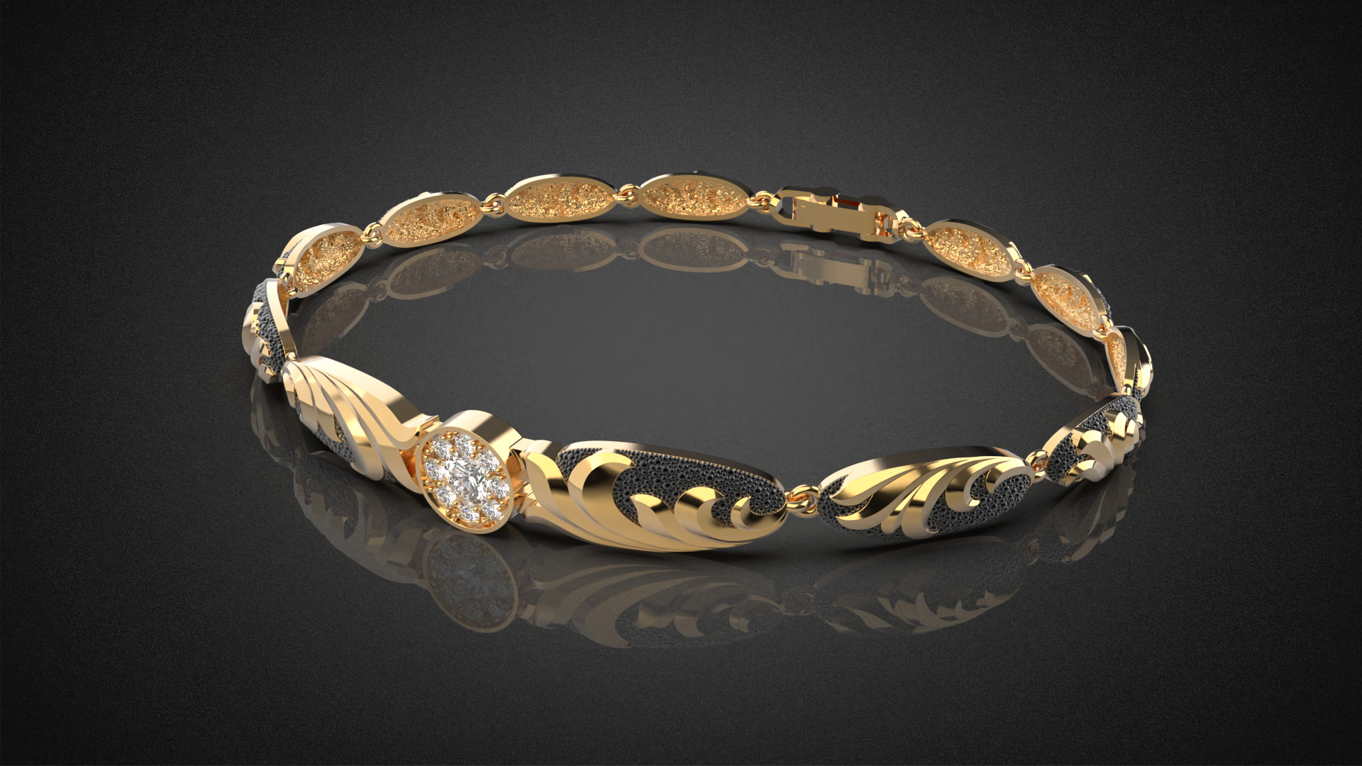 Diamond golden ratio Jewelry bracelet B3 3D print model_6