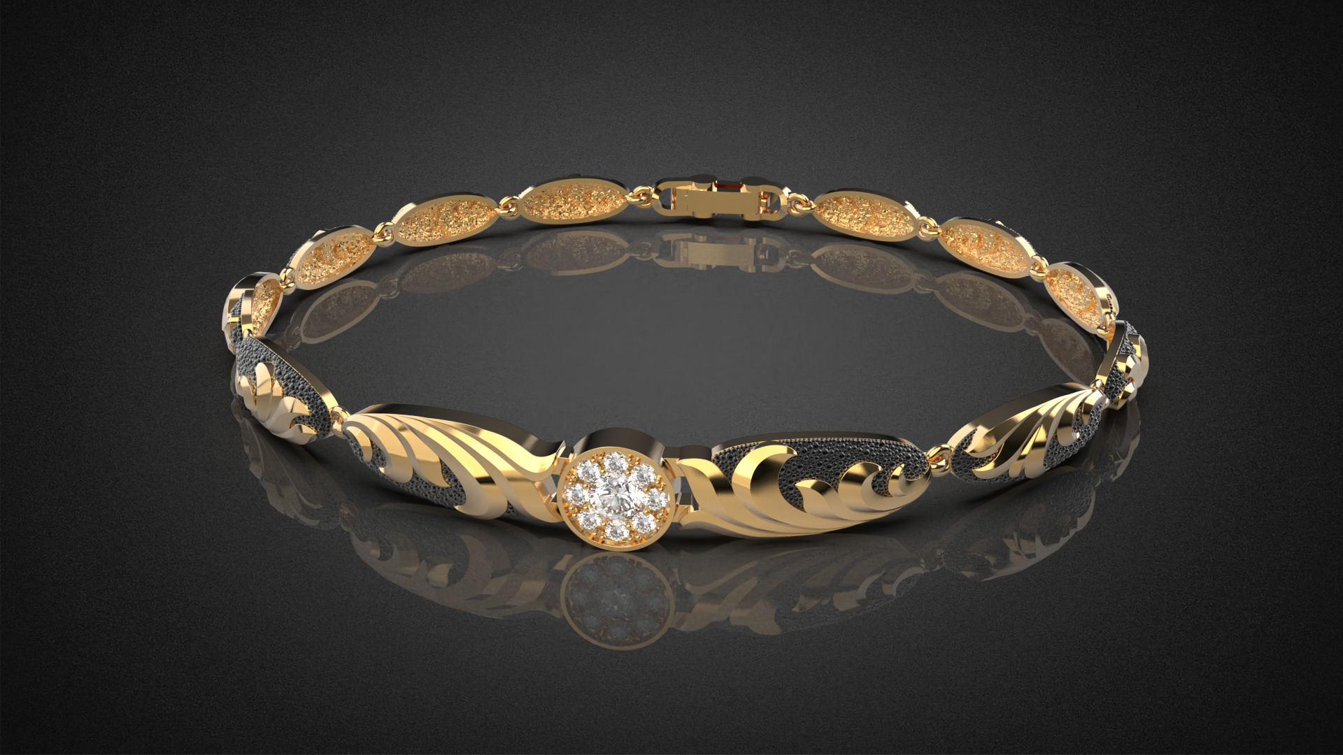 Diamond golden ratio Jewelry bracelet B3 3D print model_5