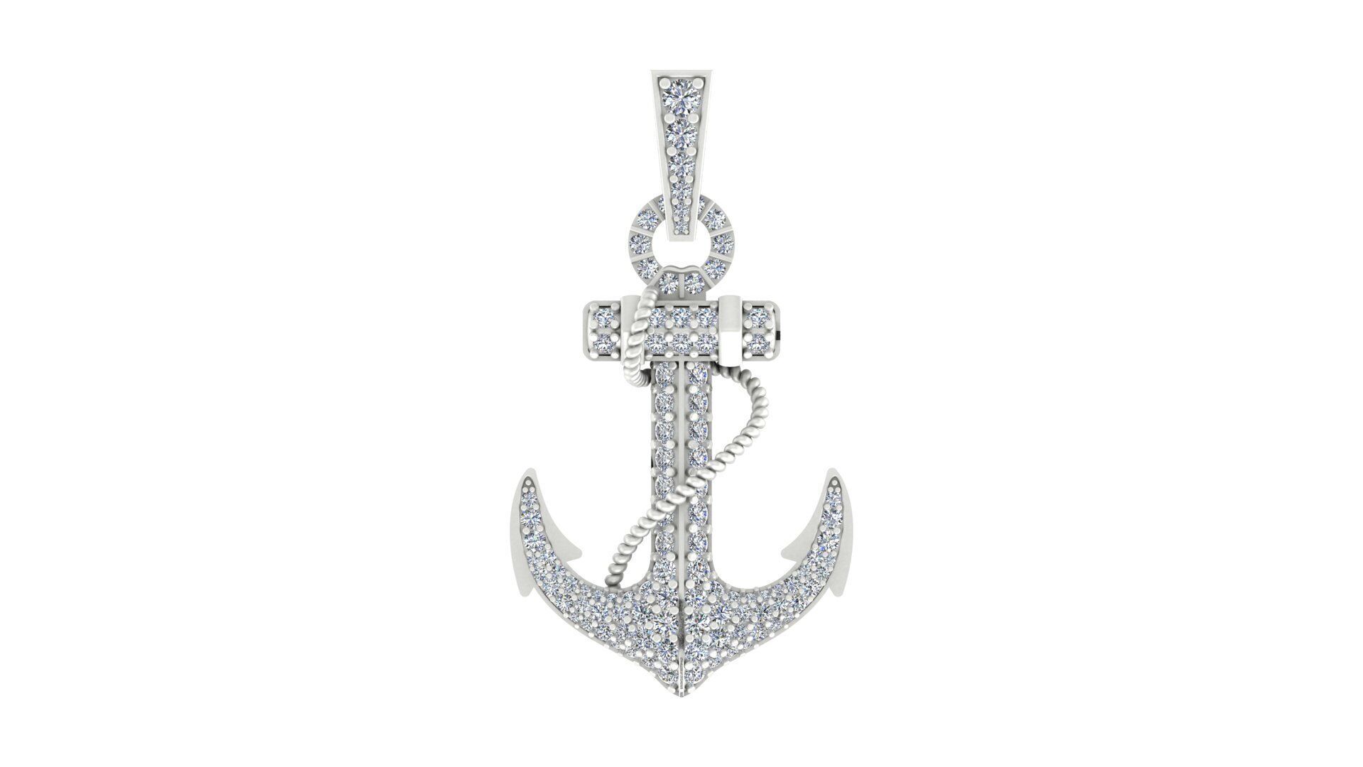 Iced-Out Nautical Anchor Pendant 3D print model_14