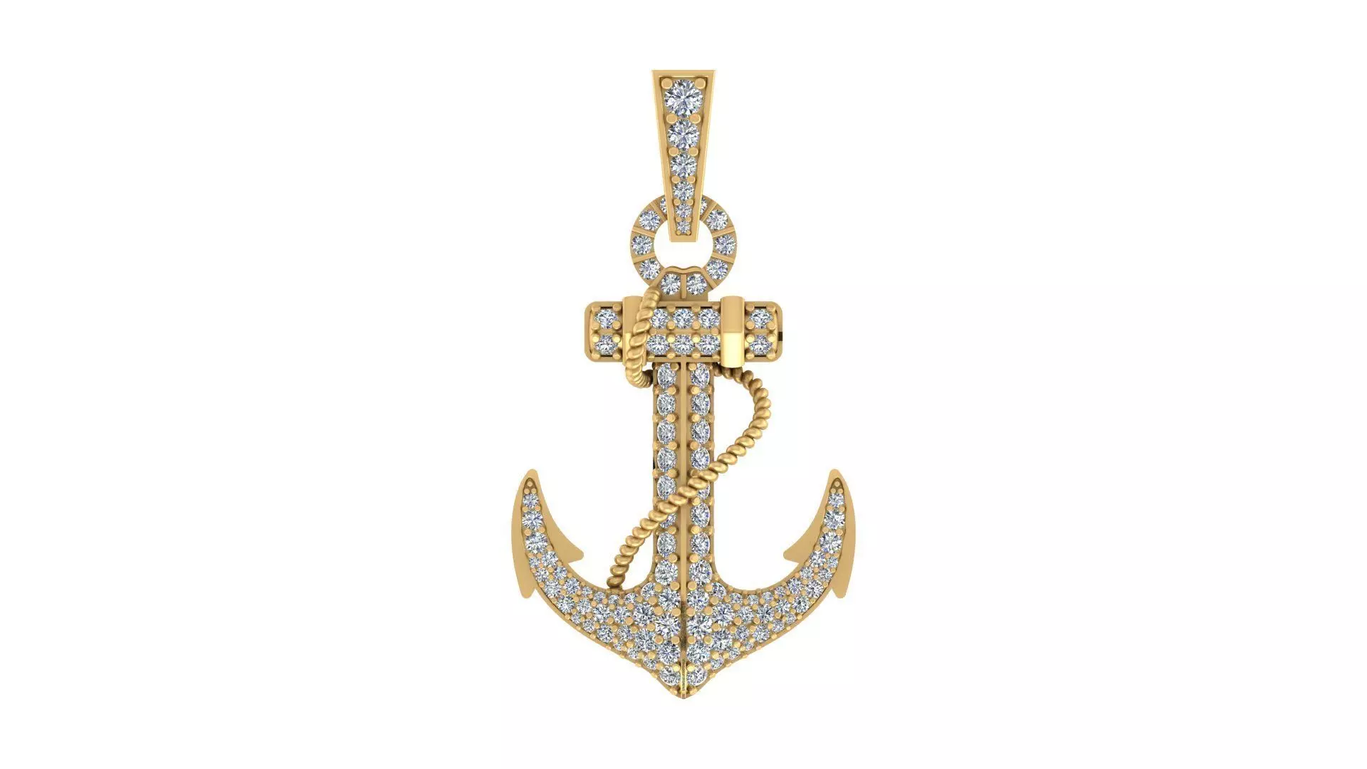 Iced-Out Nautical Anchor Pendant 3D print model_0