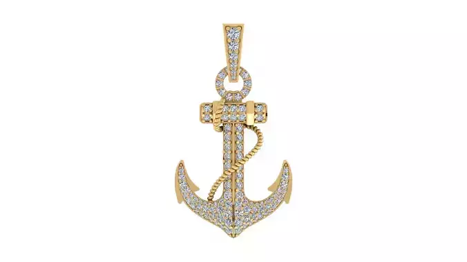 Iced-Out Nautical Anchor Pendant
