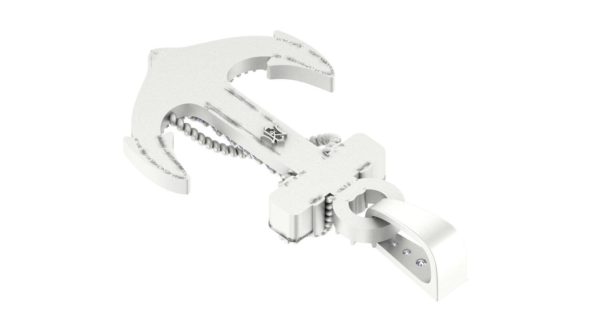 Iced-Out Nautical Anchor Pendant 3D print model_8