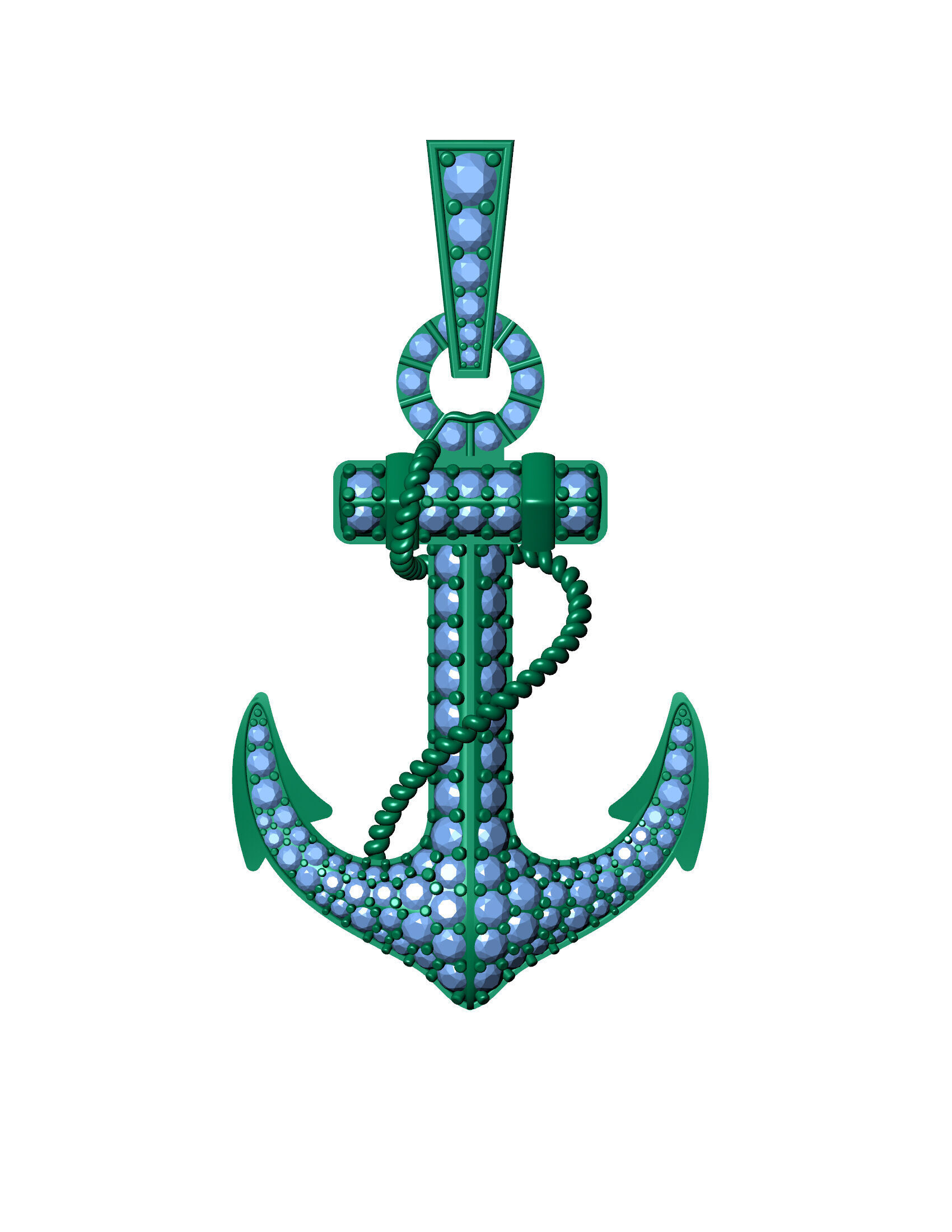 Iced-Out Nautical Anchor Pendant 3D print model_10