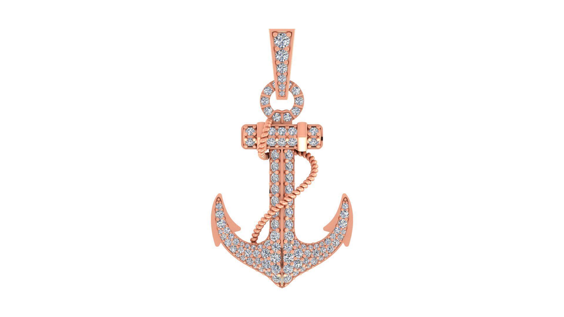 Iced-Out Nautical Anchor Pendant 3D print model_24