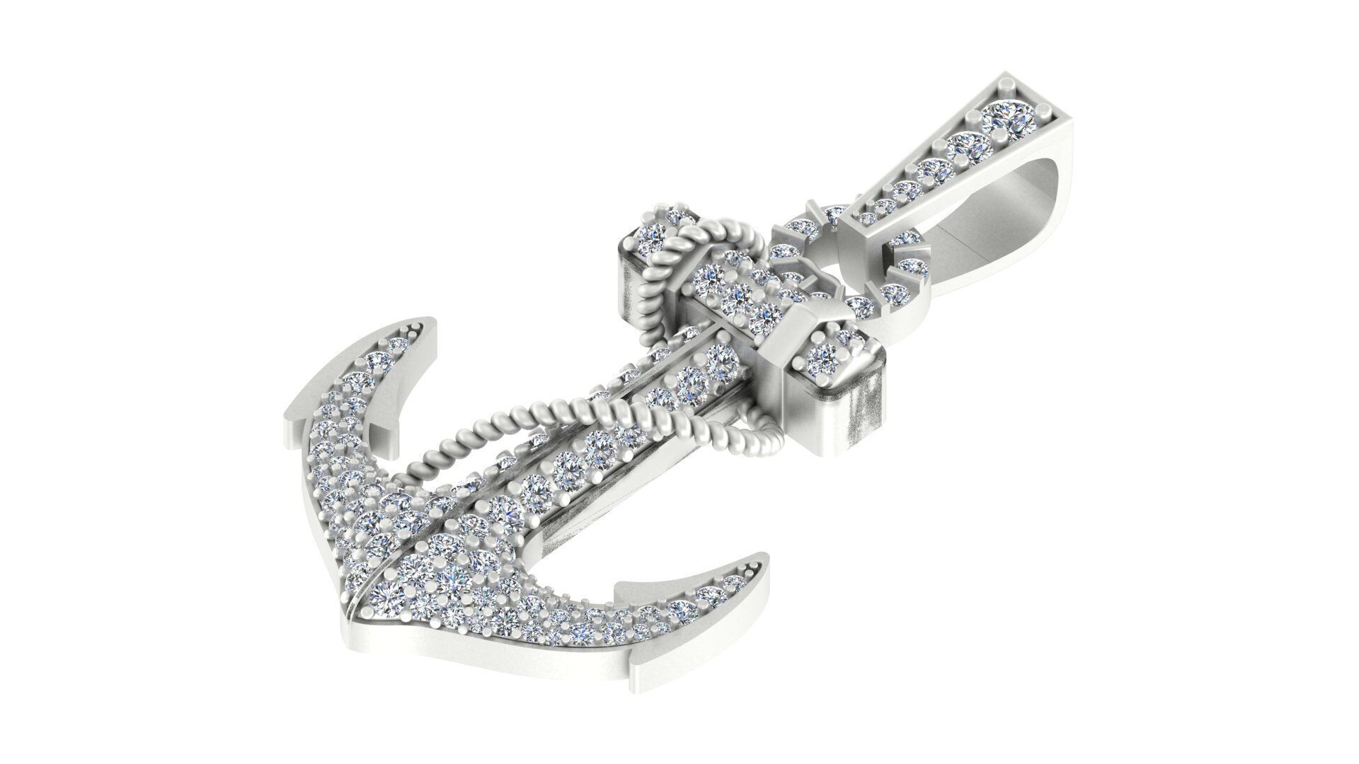 Iced-Out Nautical Anchor Pendant 3D print model_5