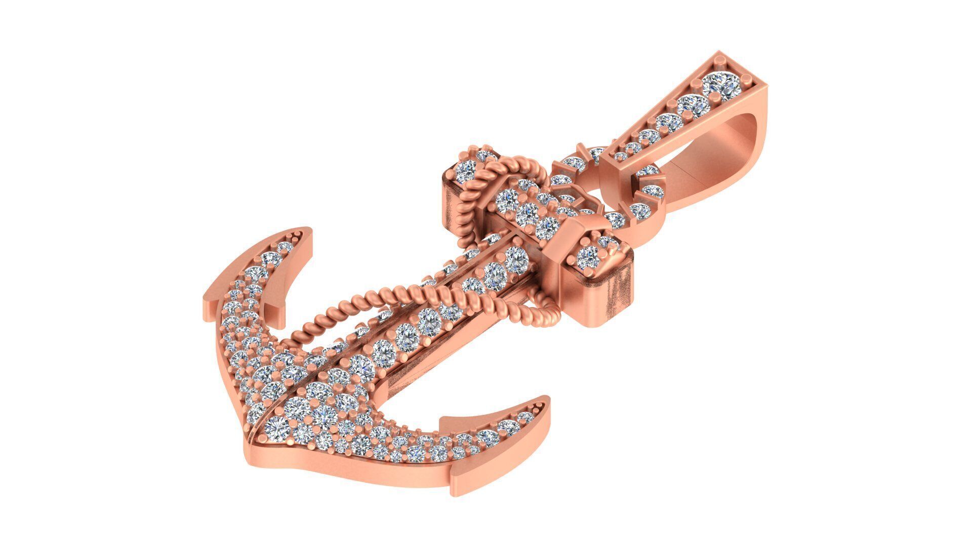 Iced-Out Nautical Anchor Pendant 3D print model_6