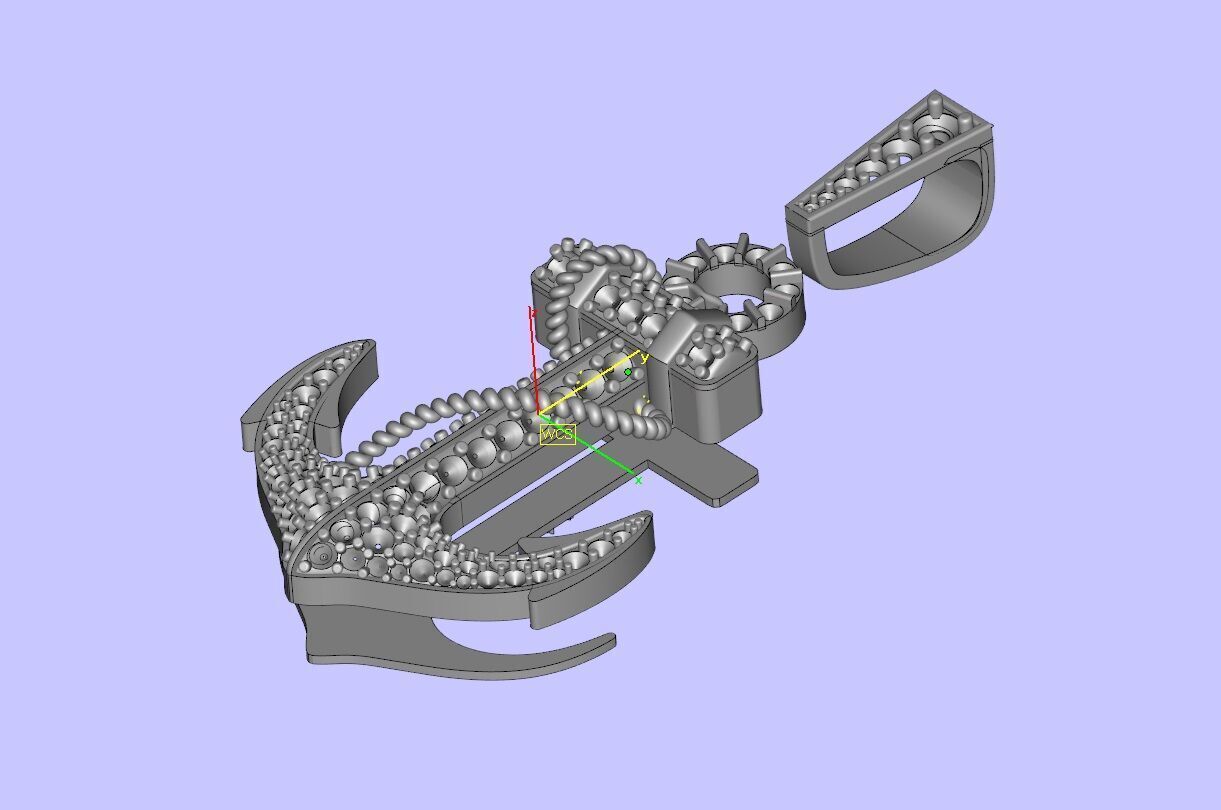 Iced-Out Nautical Anchor Pendant 3D print model_20