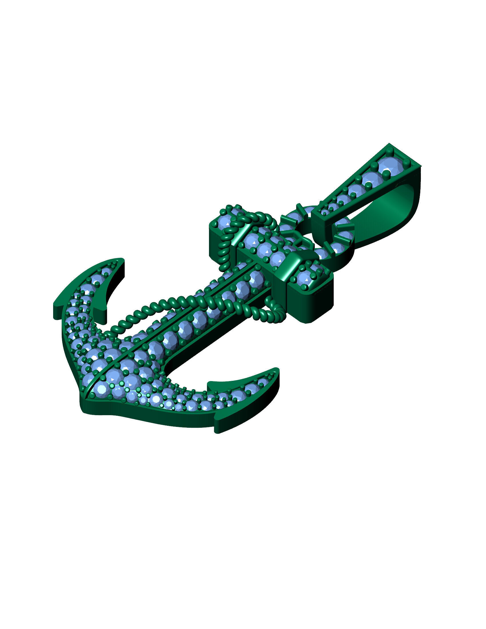 Iced-Out Nautical Anchor Pendant 3D print model_13