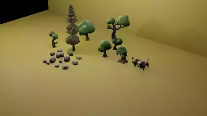 Stylized Low Poly Animals and Nature Asset Pack 3D Model