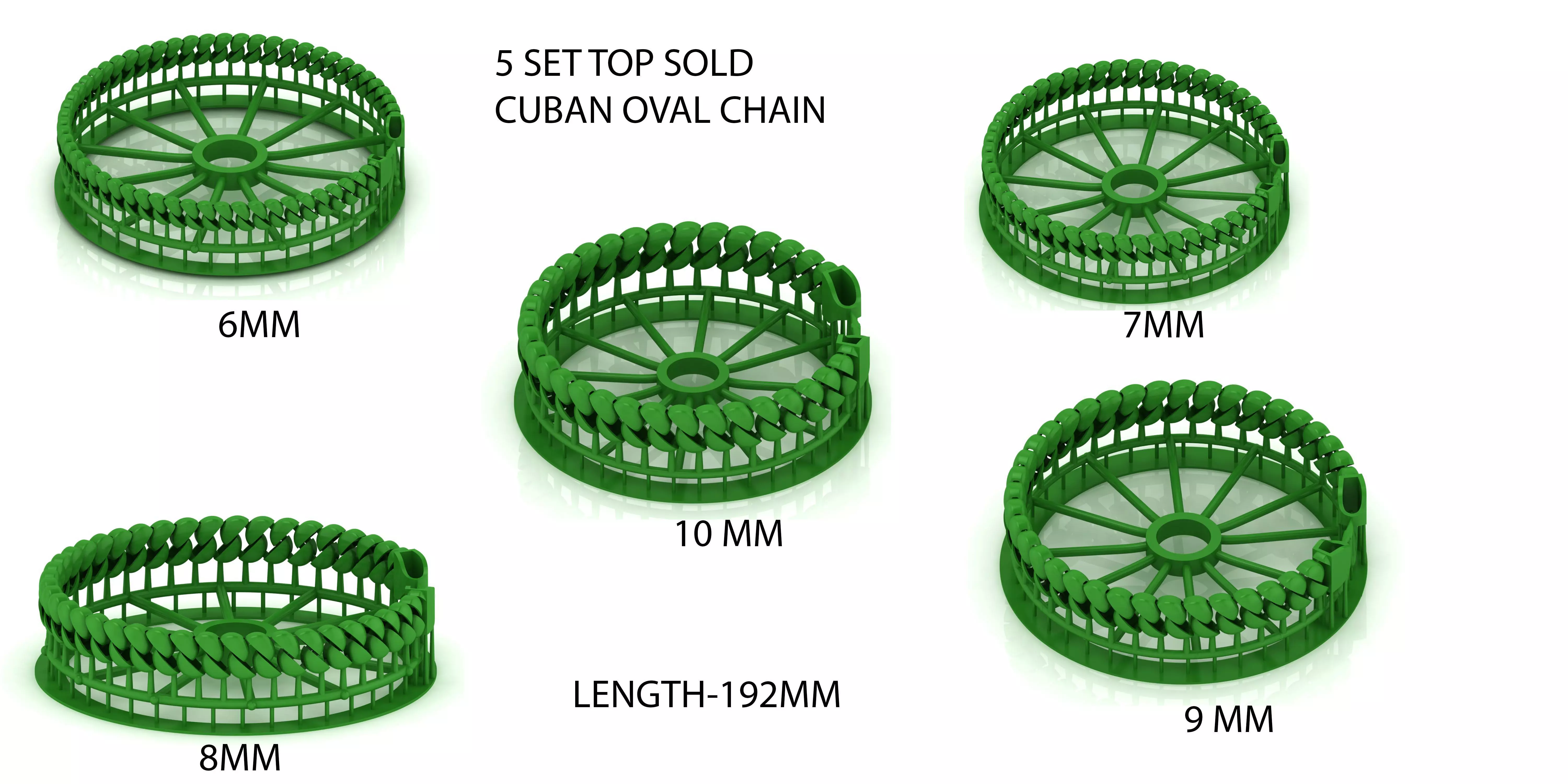 5 SET SPIRAL 3D Oval CUBAN BRACELET READY TO PRINT FULL BRACELET 3D Model Collection_0