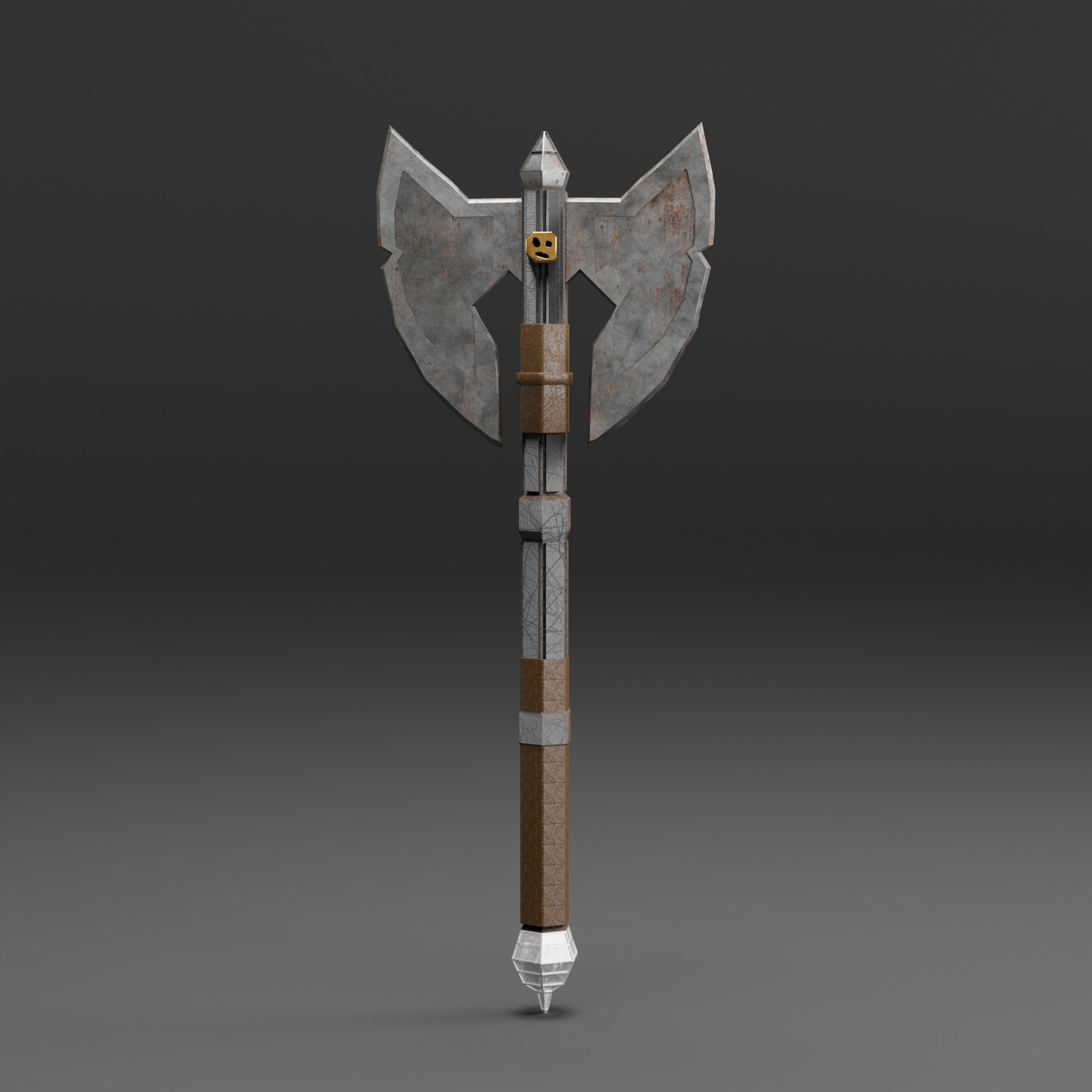 Double-Bladed Battle Axe Optimized for Performance Low-poly 3D model_2